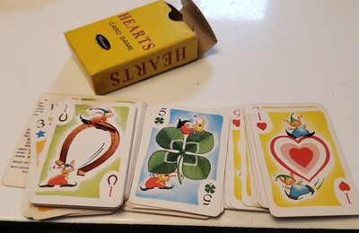 Whitman  Hearts  Mini Card Game - Vintage Midget Treasure Kit Pixie Lithograph 