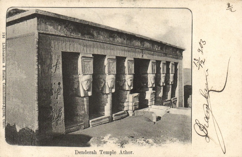 Pc Cpa Egypt, Denderah Temple Athor, Vintage Postcard (B8753)