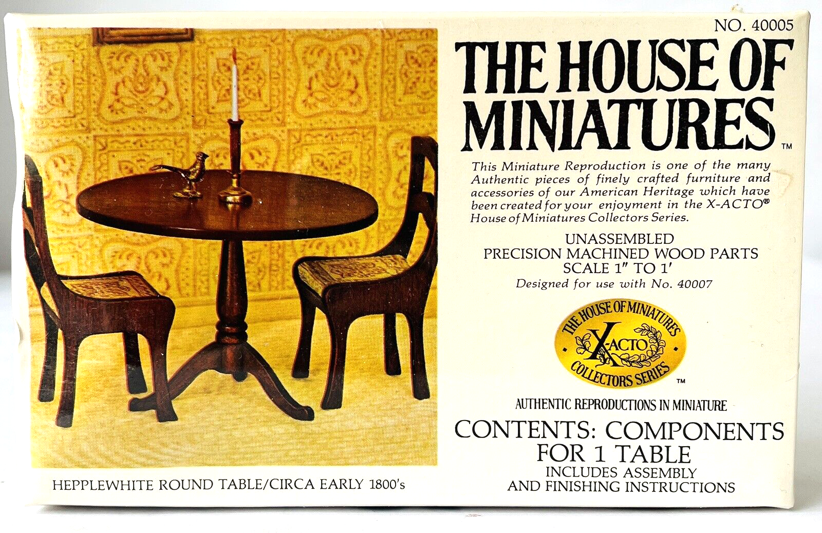 House of Miniatures 1977 Kit #40005 1:12 Hepplewhite Round Tab...
