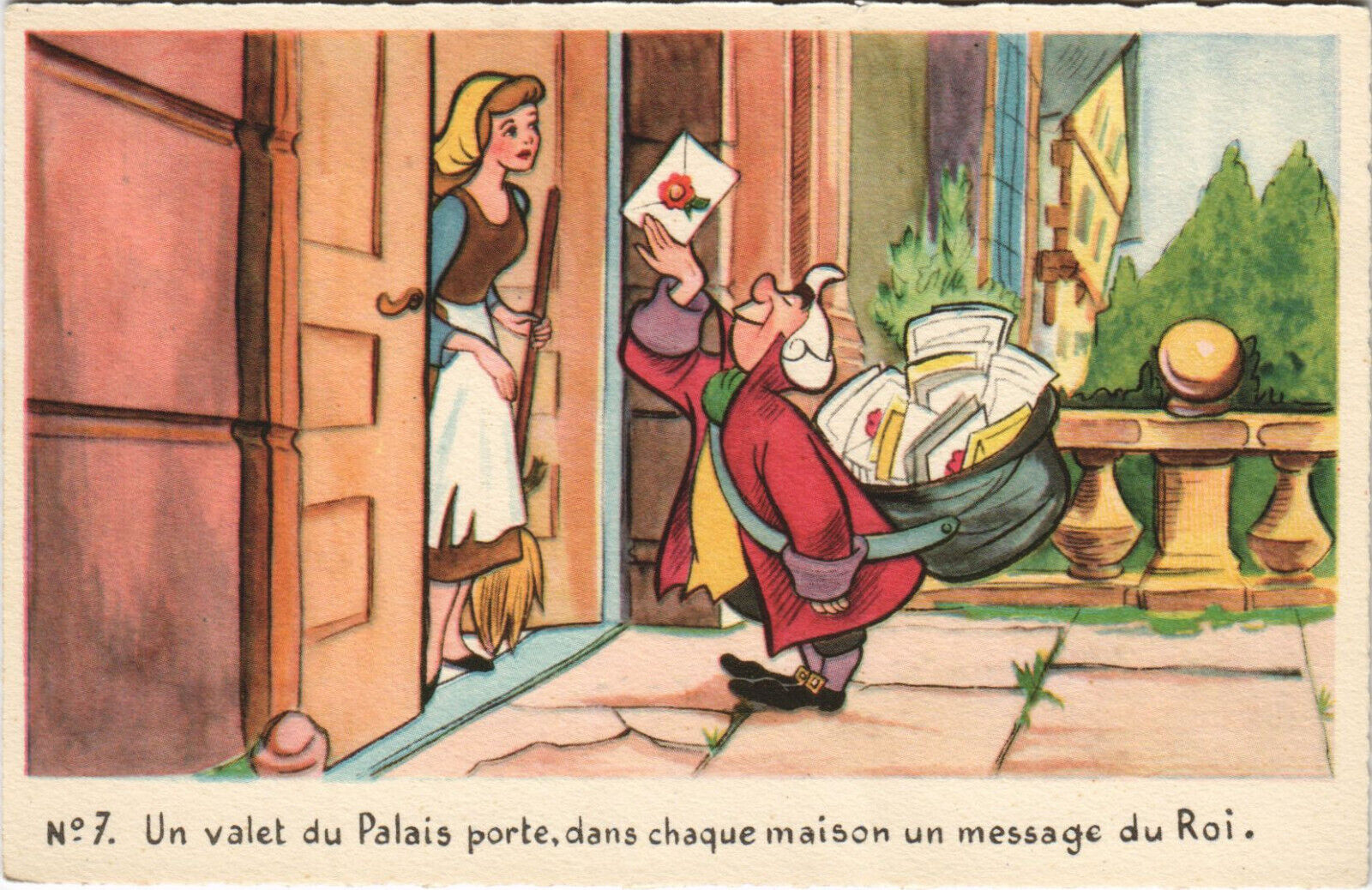 PC DISNEY, CINDERELLA GETTING THE MAIL, Vintage Postcard PC DISNEY, CINDERELLA GETTING THE MAIL, Vintage Postcard