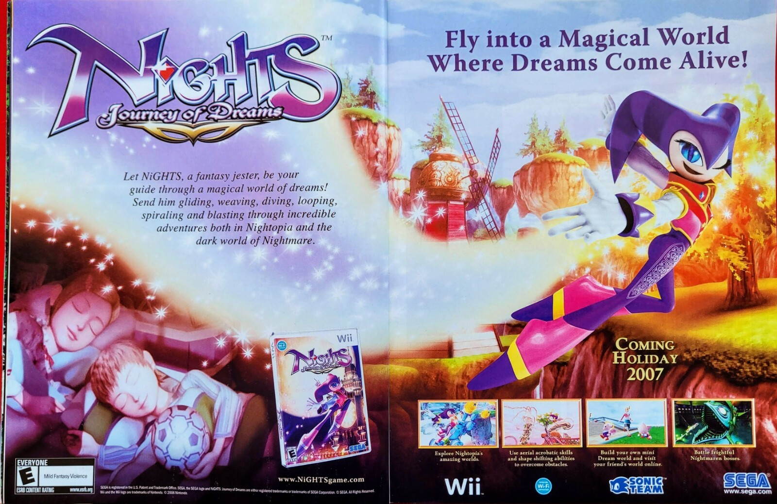 2007 NIGHTS JOURNEY OF DREAMS Sega Wii = Video Game 2pg Official 