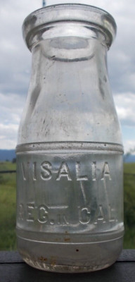Visalia California milk bottle half pint cream  TREQ-VMDA Visalia CA ** pictures