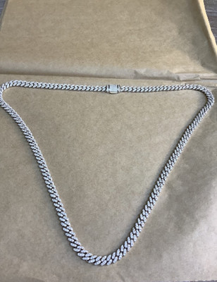 Cuban Link Chain 6mm Moissanite Iced out 18'' 925 Sil 14k White Gold Over