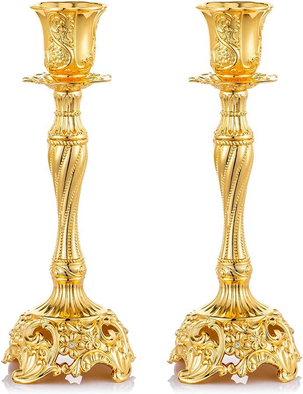 S Set Of 2 Taper Candle Holders Deluxe Ornate Can