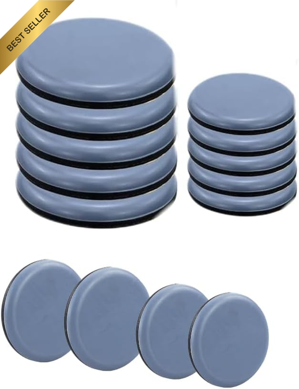 12 Pcs Furniture Sliders Set, 2 Mixed Size Self Adhesive Furniture Gliders for S