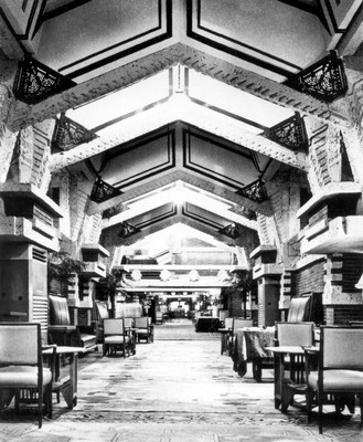 Imperial Hotel by Frank Lloyd Wright, Corridor 1920s Tokyo Japan Photo Reprint