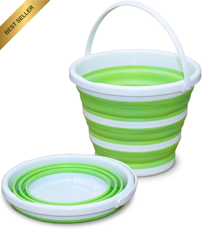 Collapsible Bucket 2.6 Gallon - Multipurpose Foldable Pail for Cleaning, Car Was