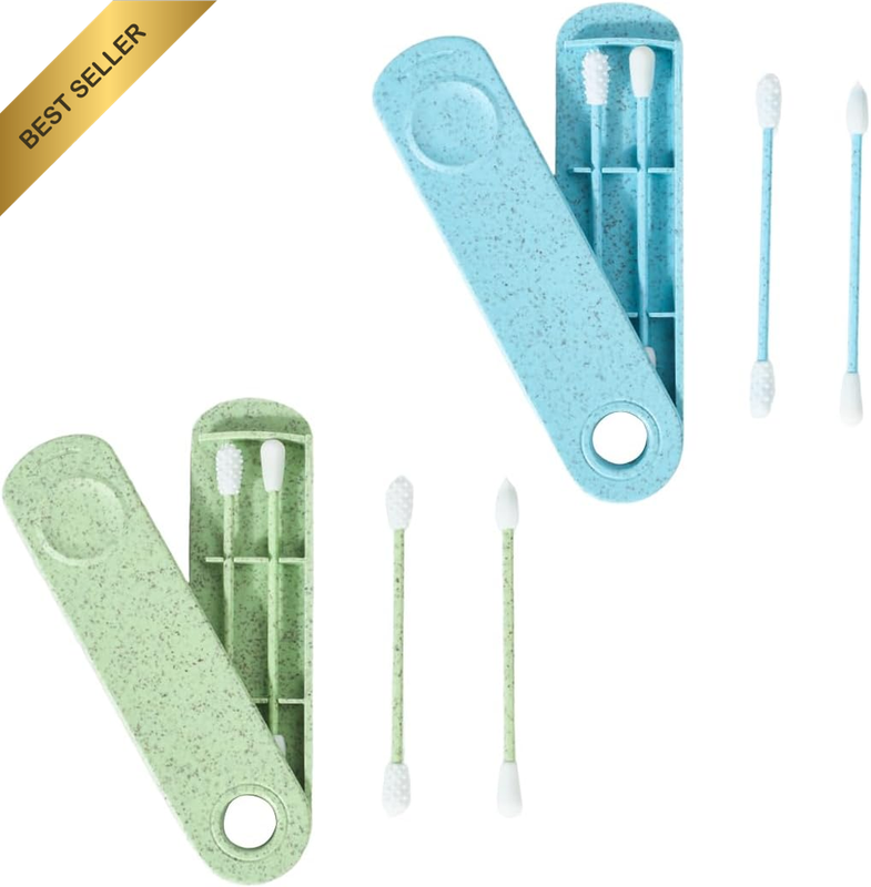 Pack of 4 Cotton Buds Reusable Ear Sticks Double Ended Spiral Reusable Cotton Bu
