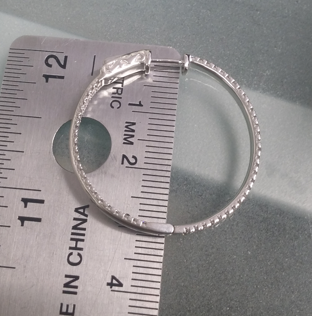 Pre-owned Handmade Steal Deal 2.05 Carat Natural Round Diamonds Two Row Hoops Earrings In 14k Gold In White