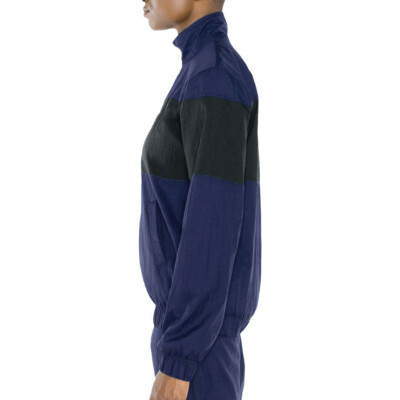 1985 Nylon Windbreaker Jacket 80's Style Men's Fabric Lined Track Coat Navy - XL