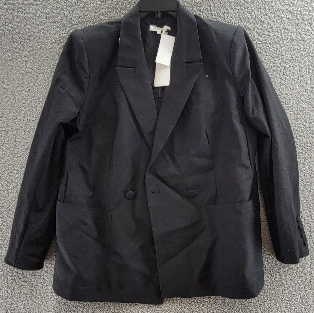 Good American The Boss 2.0 Double Breasted Blazer Women's 3 Black Long Sleeve - Picture 2 of 19