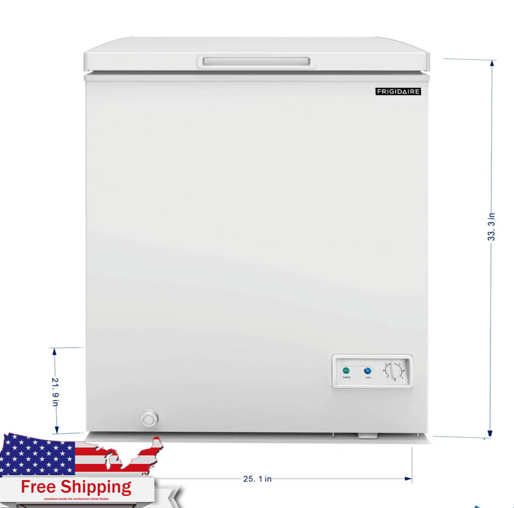 Frigidaire 5.0 Cu. ft. Chest Freezer Garage Ready frozen foods and treats White