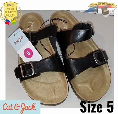 Cat & Jack Youth Drew Slip-On Black Sandals Size 5 NWT