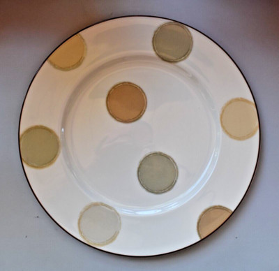 NORITAKE AMBIENCE 11'' Dinner Plate Pattern #7989 MOCHA JAVA Tan Beige Dots