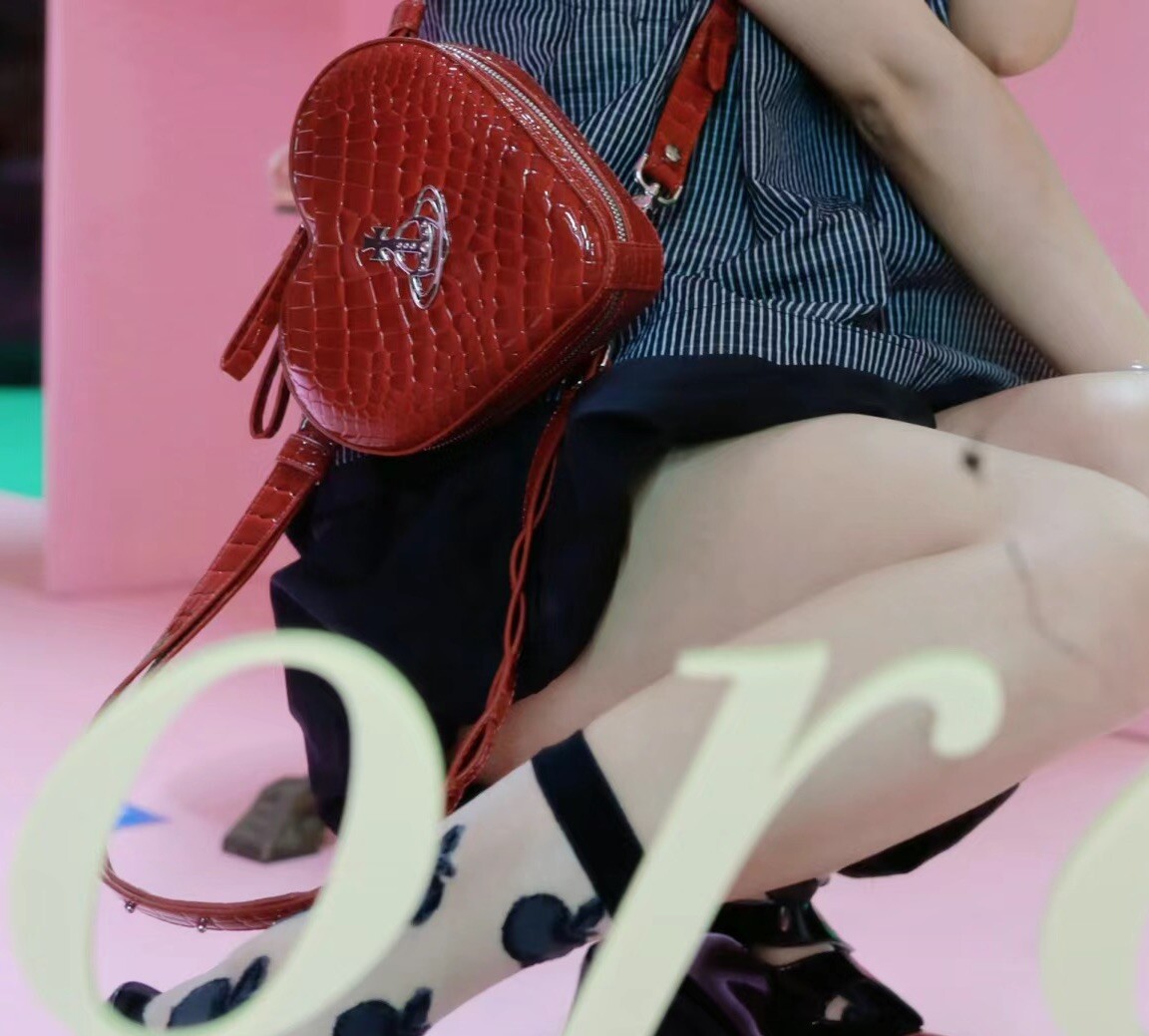 US SELLER* Vivienne Westwood Burgundy Heart Shaped Ella