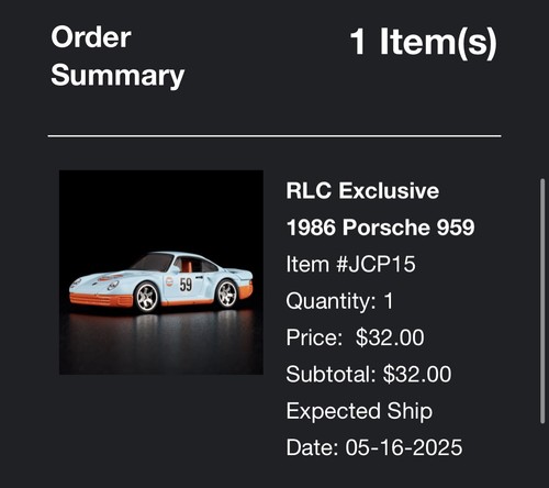 RLC Hot Wheels Collectors Gulf Porsche 959 Exclusive 2025