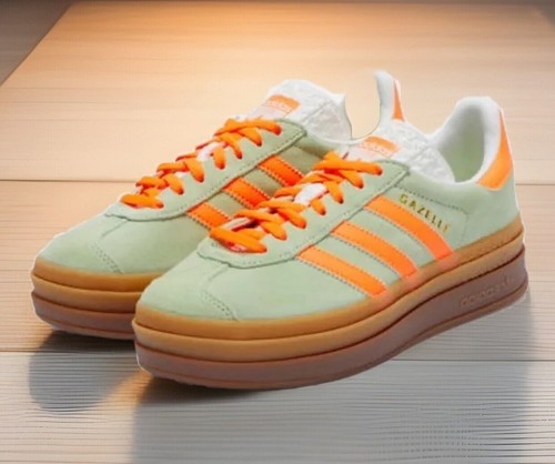 ★【Adidas】Gazelle Bold Semi Green Spark Screaming Orange★ Adidas Women's Gazelle Bold Shoes - Semi Green Spark