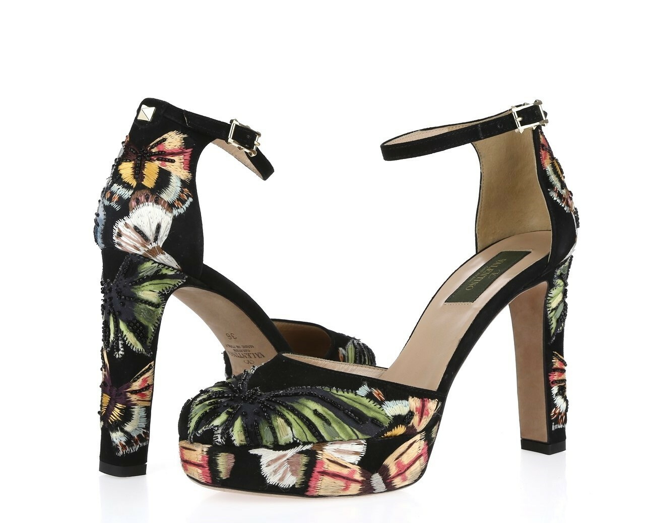 VALENTINO ヒール VALENTINO GARAVANI 110MM Butterfly Suede Buckles Platforms
