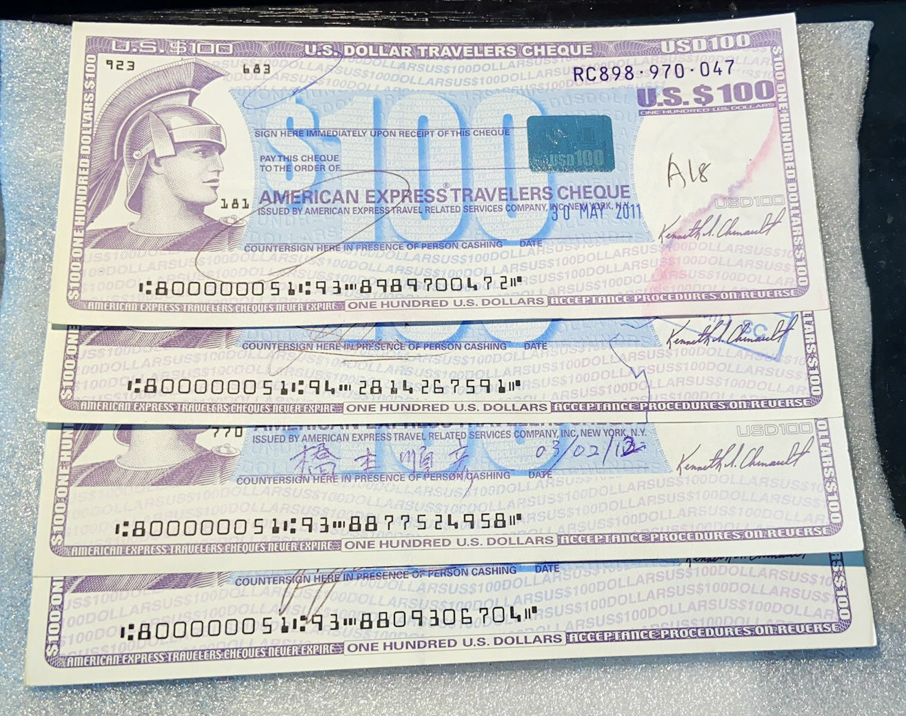 1 Pcs U.S AMERICAN EXPRESS Travelers Cheque Dollar Checks