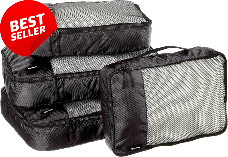 4-Piece Travel Packing Organizer Cubes Set, 2 Medium & 2 Large, Black