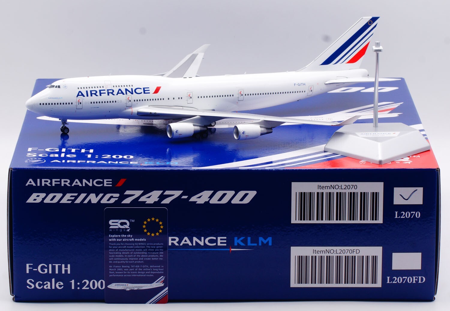 1/200 インフライト　エールフランス　ボーイング747-400 SQ Wings 1:200 Air France Boeing B747-400 Diecast Aircraft
