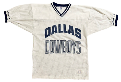 Vintage 90s Dallas Cowboys Jersey Shirt Logo 7 Made in USA Large White