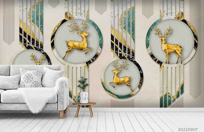 3D Geometric Elk Wallpaper Wall Mural Removable Self-adhesive Sticker5334