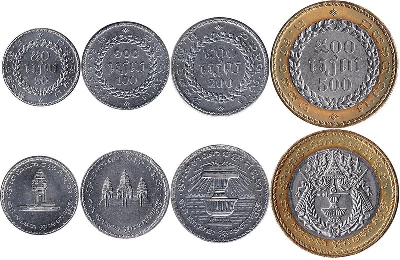 Kambodscha 50, 100, 200, 500 Riels 1994
