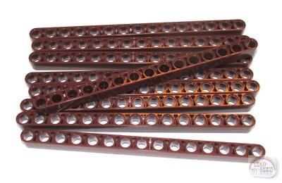 LEGO Technic - 9 x Studless Beams - 15L - Red Brown - Liftarms - New - (32278)