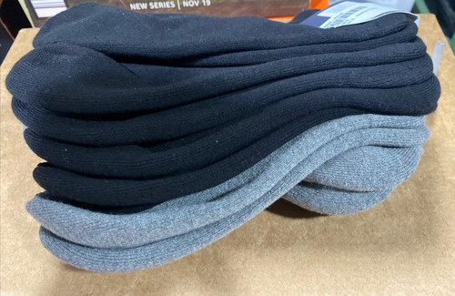 GAP Athletic 6 Pair Socks One Size Heather Grey & Black 3/3 Cushioned Sole NEW