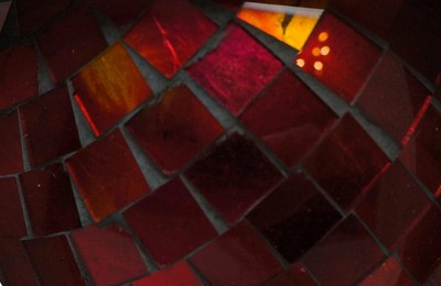 Mosaic Glass Gazing Globe - Hand Blown Red Glass