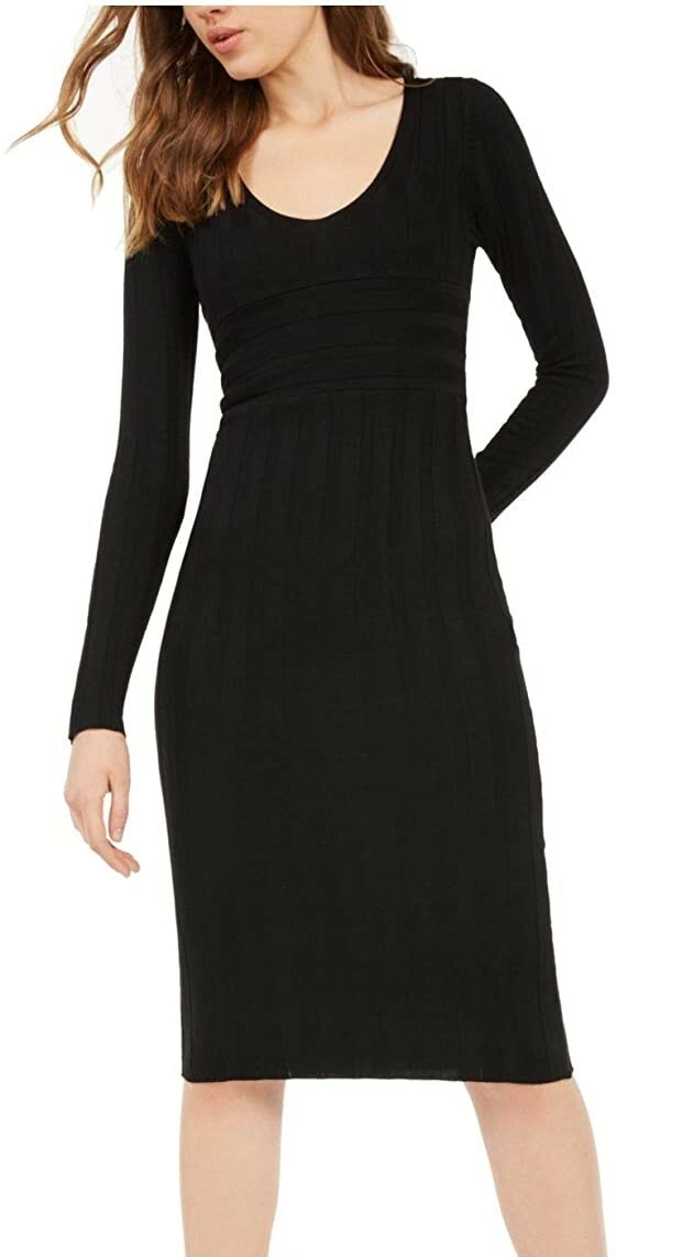 Planet Gold 253763 Womens Long Sleeve Scoop Neck Body Con Dress Black Size XXS