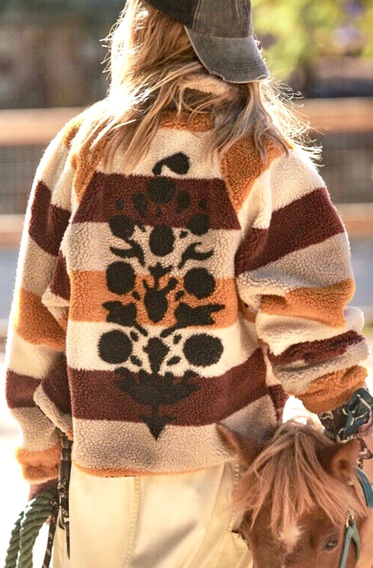 

Флисовая куртка с принтом Free People Hit The Slopes Rocky Ridge, полосатый логотип , НОВИНКА, Gold tan ivory brown black, Hit The Slopes Rocky Ridge
