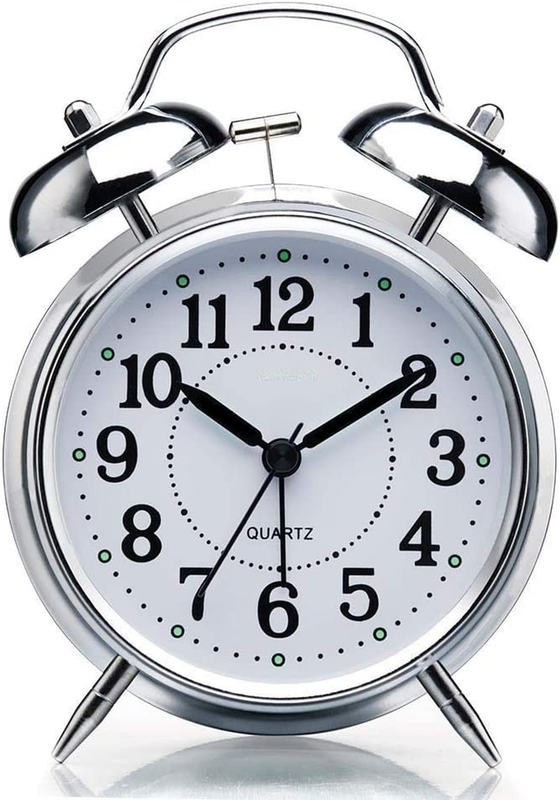 Sharp SPC800 Quartz Analog Twin Bell Alarm Clock (Silver)