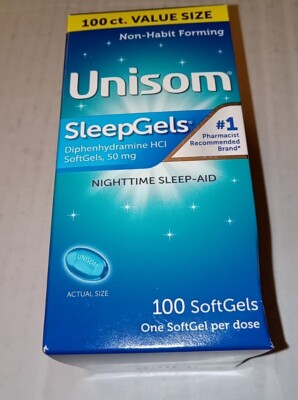 Unisom SleepGels Nighttime Sleep-Aid with Diphenhydramine - 100 Softgels 10/2024