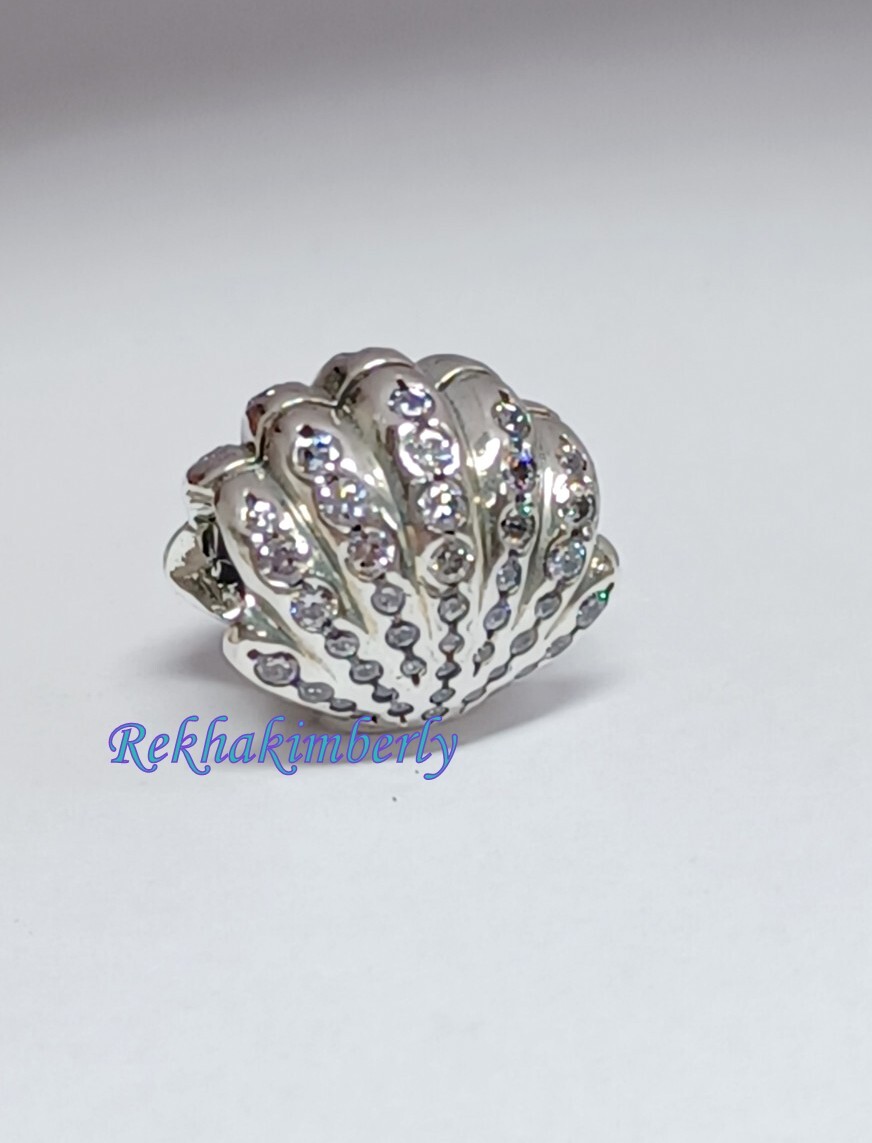 Pandora Disney Ariel Shell Silver Charm Clear Zirconia