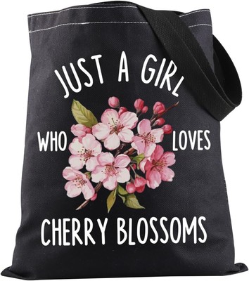 JXGZSO Cherry Blossom Flowers Tote Bag Just a Girl Who Blossoms 