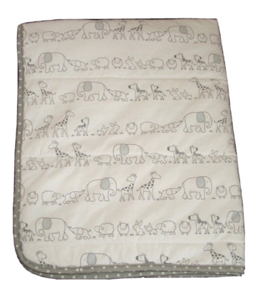 Cloud Island Animal Parade Gray White Baby Blanket Elephant