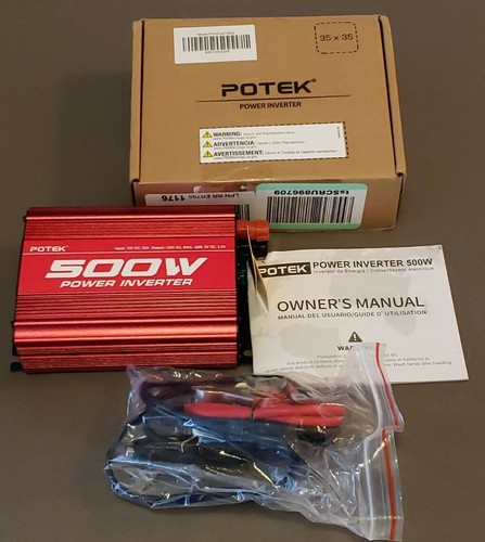 NEW POTEK 500W Power Inverter 12V DC / 120V AC / 2 AC outlet