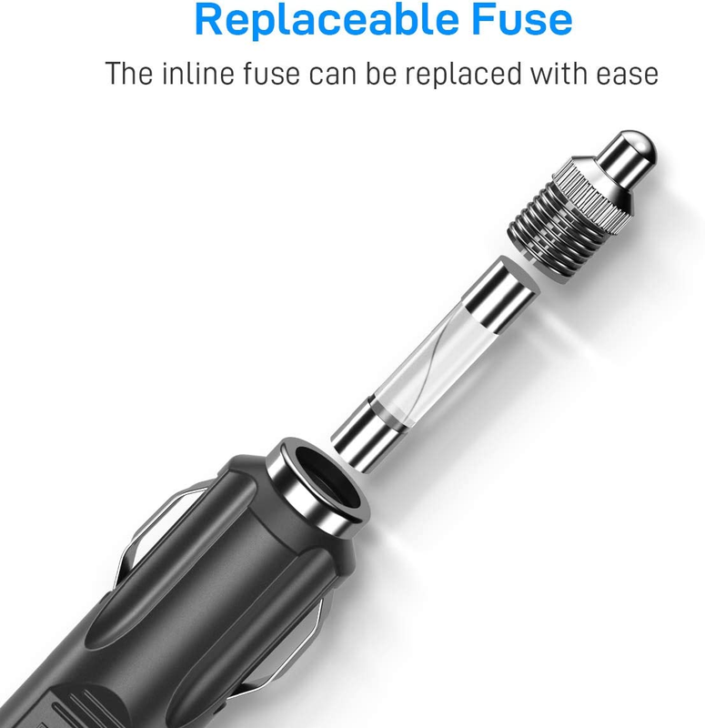 16.4ft 12V/24V Car Power Extension Cable - Heavy Duty Cigarette Lighter Socket A