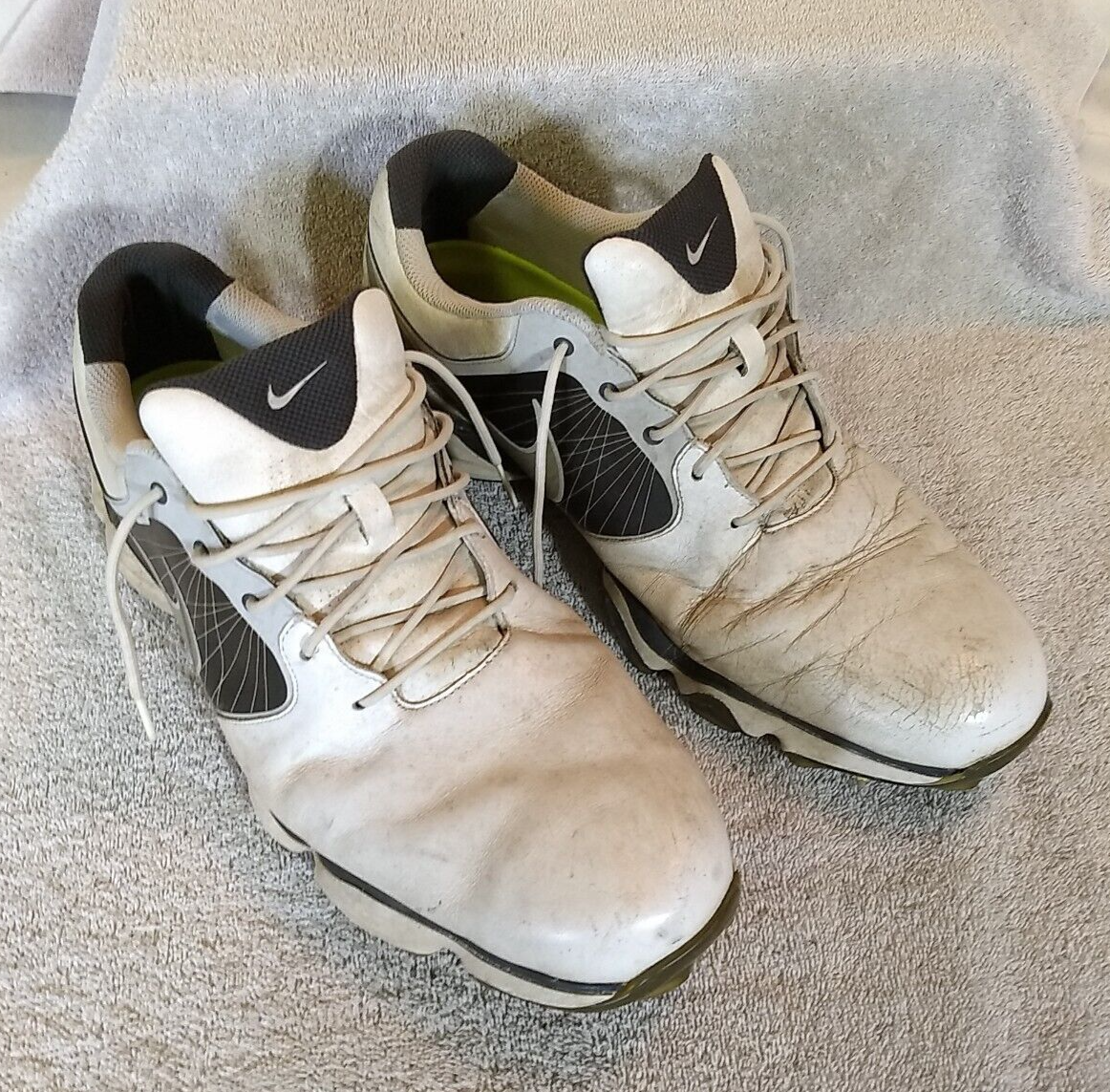 Nike Mens Lunarlon Flywire White/Black Golf Shoes (552073