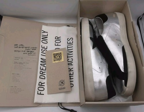 Pre-owned Golden Goose Super-star Men's Sneakers Silver Leather/black Eu 43 Us 10 $565