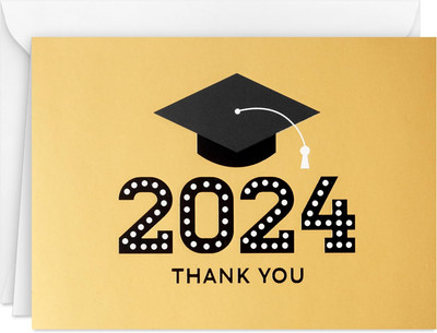 Graduation Thank You Cards Bulk, 2024 - Gold Foil Notes