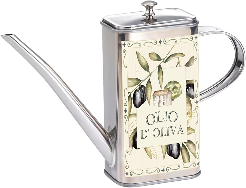 Stainless Steel Olive Oil Dispenser with No Drip Spout, 16 Ounces