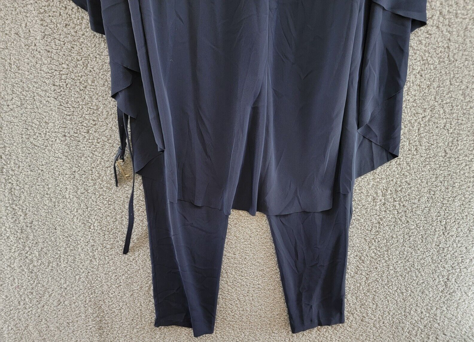 Lauren Ralph Lauren Georgette Cape Jumpsuit Women's 6 Navy Belted Back Zipped - Picture 14 of 19