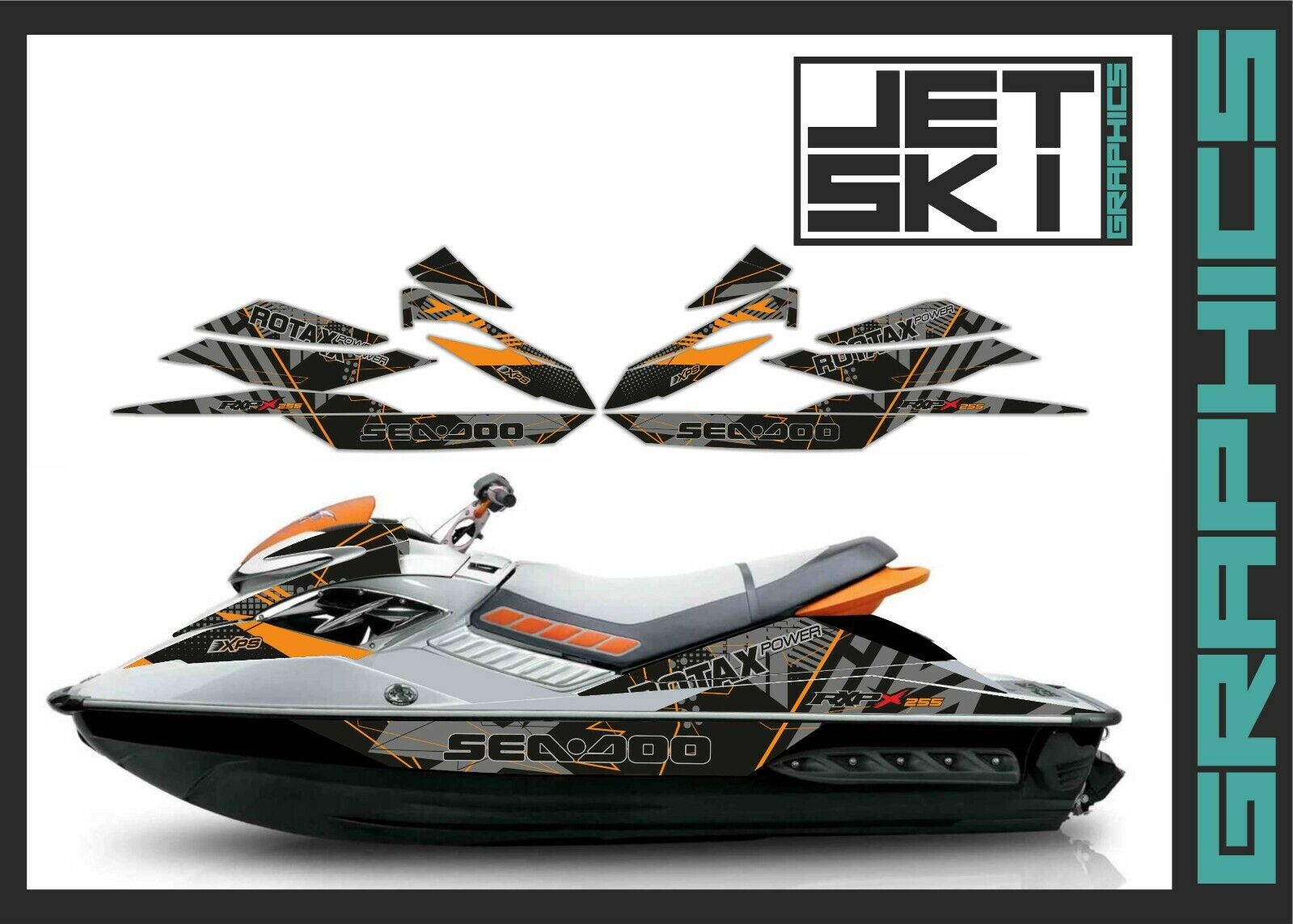 SEADOO RXPX 255 2008 2009 graphics kit decals stickers set SEADOO RXPX 255 2008 2009 graphics kit decals stickers set