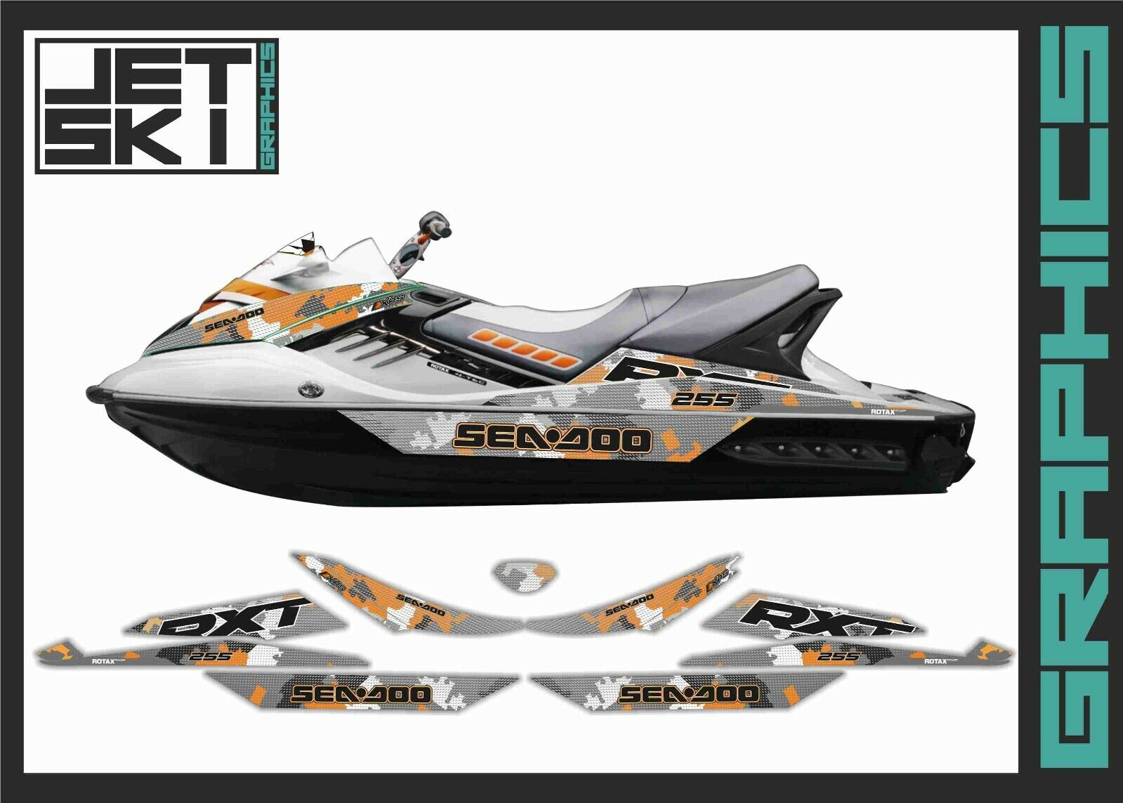 SEADOO RXT RXTX 255 for 2008-2009 decals graphics kit SEADOO RXT RXTX 255 for 2008-2009 decals graphics kit