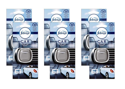 Febreze Car Vent Clip New Car Scent Odourclear Tech Air Freshener 30 Days 6 Pack