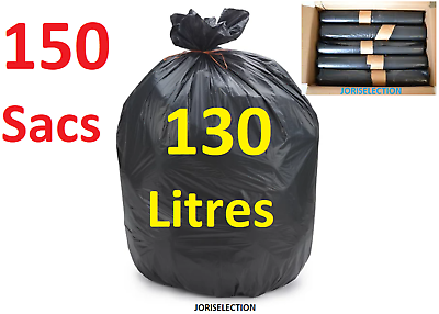 SAC POUBELLE 130 LITRES NOIR TRÈS RÉSISTANT LIEN CLASSIC ( LOT DE 150 SAC )