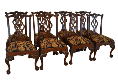 Eight Chippendale Dining Chairs Mahogany Henredon Rittenhouse Square